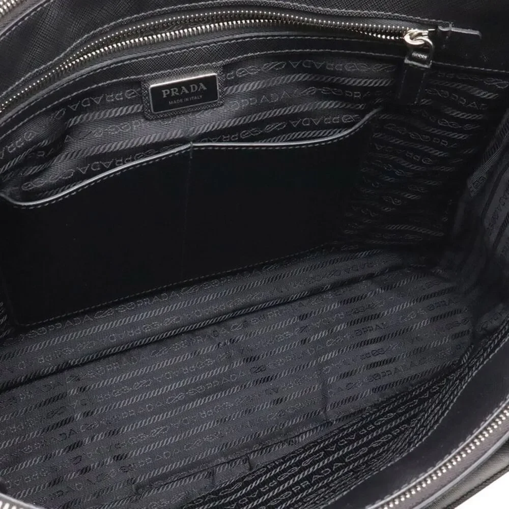 Prada Leather Triangle Logo Briefcase